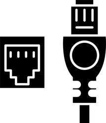 Network cable and socket black icon sign vector