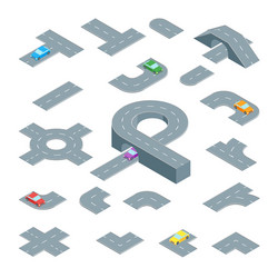 Road element set isometric view vector