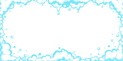 soapy foam with bubbles frame of cartoon shampoo vector image