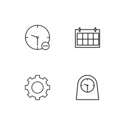 time linear icons set simple outline vector image