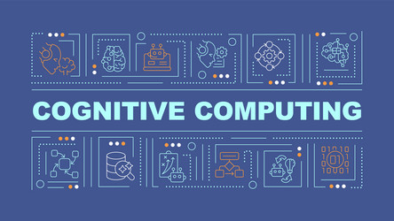 cognitive computing text with creative thin vector image