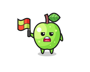 green apple character as line judge putting vector image