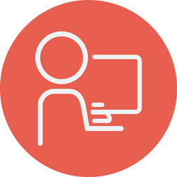 Man working in computer thin line icon vector