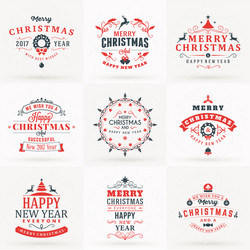 Merry Christmas & New Year Badges Vector Image
