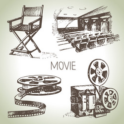 Vintage Cinema & Movie Set Vector Image