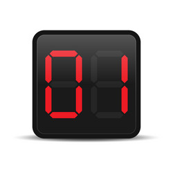 digital countdown display with red number 1 vector image
