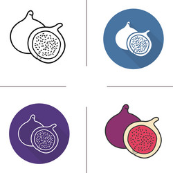 fig flat design linear and color icons set vector image
