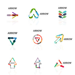 Set of linear arrow abstract logos connected vector