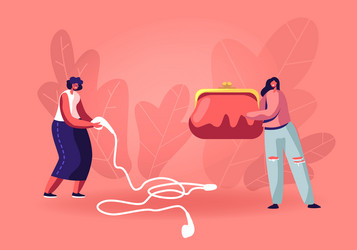 Tiny women characters at huge female bag Vector Image