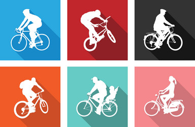 flat icons bicyclists vector