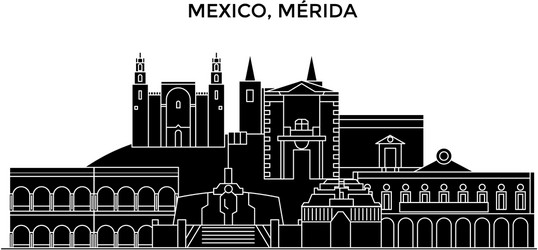 Mexico merida tourism landmarks city Royalty Free Vector