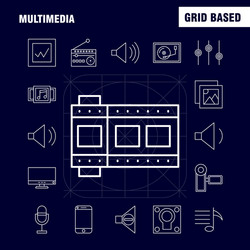 multimedia line icon for web print and mobile vector image