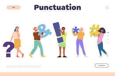 Punctuation concept landing page design template vector