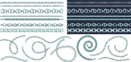 Set of brush patterns with retro hand-drawn sketch vector