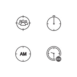 time linear icons set simple outline vector image