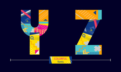 alphabet colorful geometric style in a set yz vector image