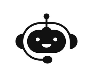 Chatbot icon support bot cute smiling robot vector