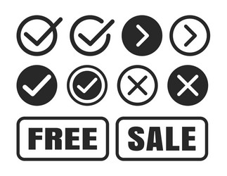 Black color wrong mark symbol set cross Royalty Free Vector