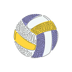 continuous one line drawing leather volleyball vector