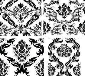 damask patterns set vector