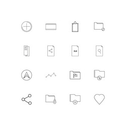 Files and folders sign simple linear icons set vector