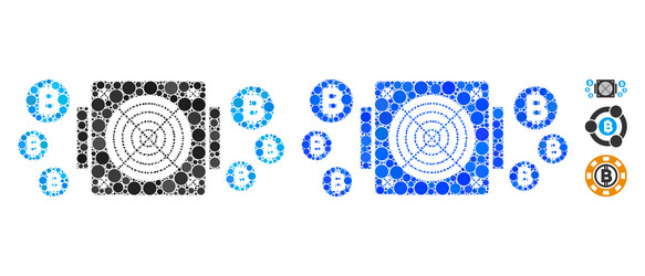 bitcoin mining asic device mosaic icon circles vector image