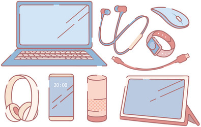 headset of different smart computer gadgets vector image