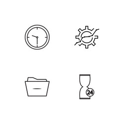 time linear icons set simple outline vector image