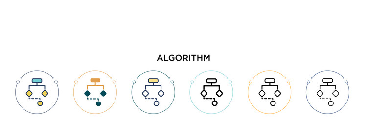 algorithm icon in filled thin line outline vector image