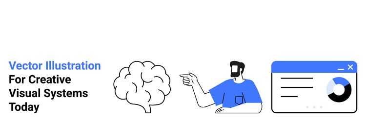 man pointing at data visualization with brain icon vector image