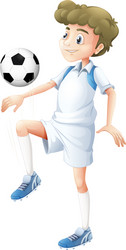 a tall boy playing soccer vector