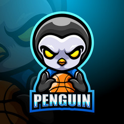 basketball penguin mascot esport logo design Vector Image