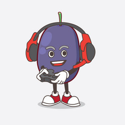 java plum cartoon mascot character play a game vector image