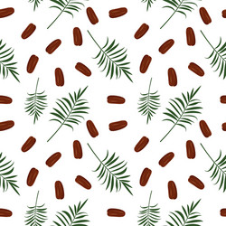 seamless pattern with date fruits and palm branch vector image