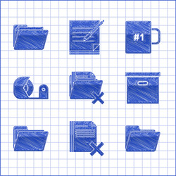 set delete folder file document carton vector image