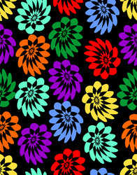 Stylized asymmetrical simple flowers in different vector