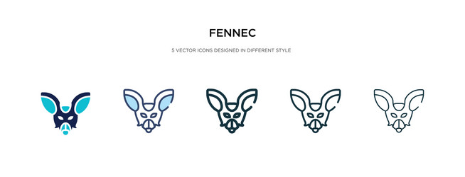 Fennec icon in different style two colored vector