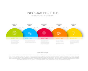 Five circle steps elements template with stripe vector