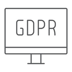 gdpr monitor thin line icon computer and screen vector image
