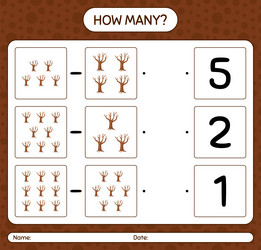 how many counting game with tree worksheet vector image
