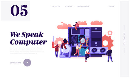 pc hardware fixing service website landing page vector image