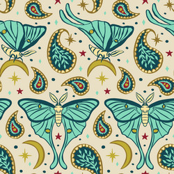 seamless pattern with celestial luna moth vector image
