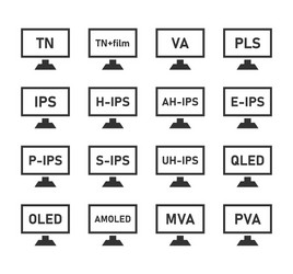 types lcd matrices icon set monitor matrix vector image