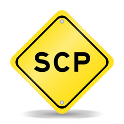 yellow color transportation sign with word scp vector