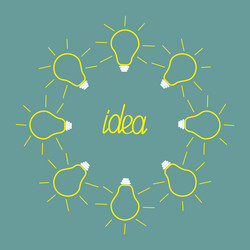 Yellow empty light bulb round frame idea concept vector