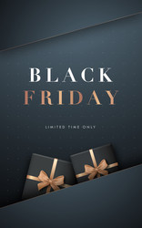 black friday sale vertical poster with gift boxes vector