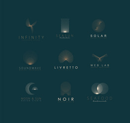 geometric labels with text and thin lines vector image