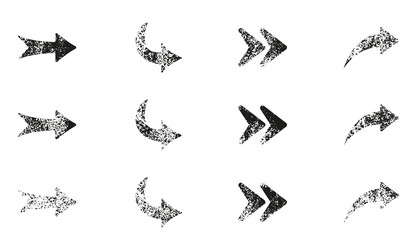 grunge arrow set rough pointer to right grungy vector image