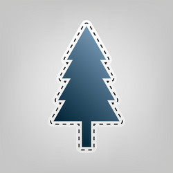 new year tree sign blue icon with outline vector