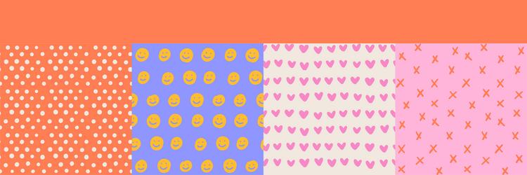 retro hand drawn groovy seamless patterns set vector image